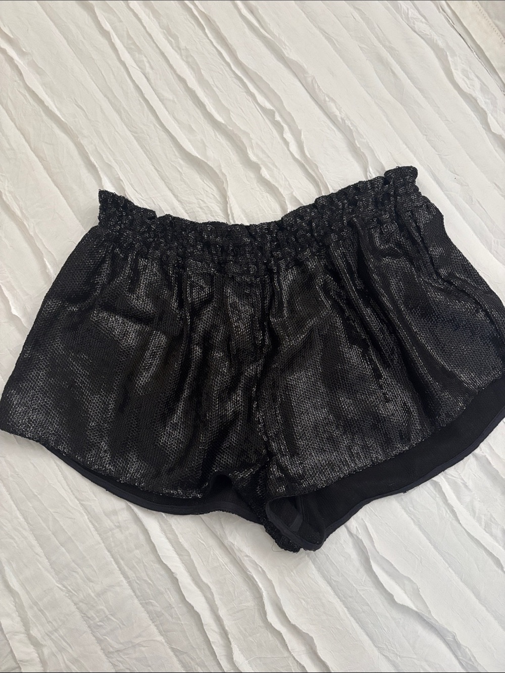 Black Sequin Mini Shorts